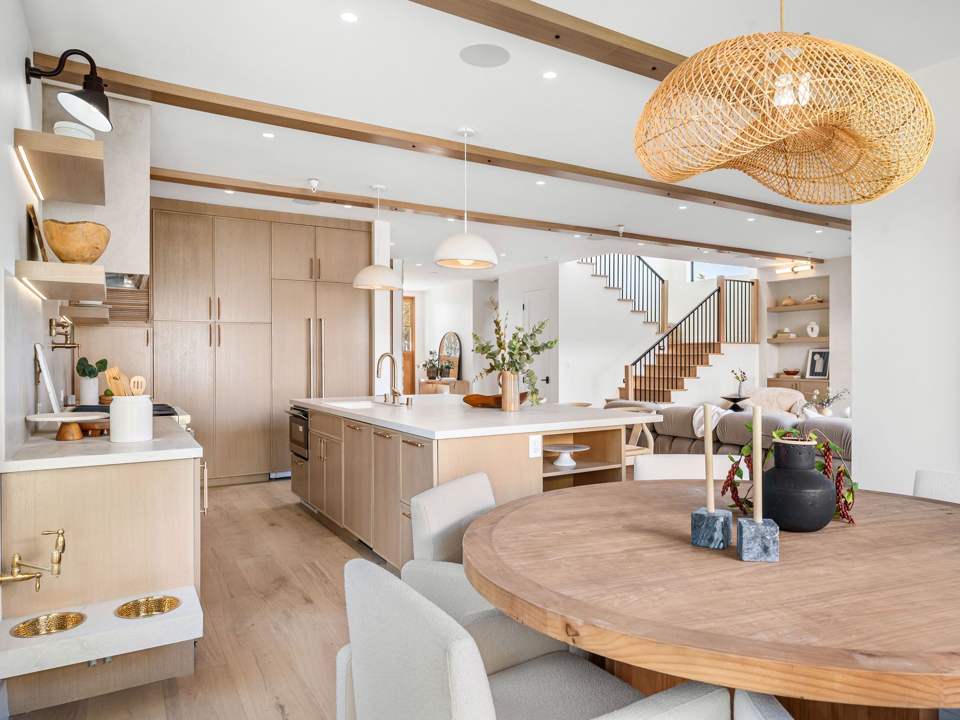 Modern allergy friendly healthier home with open kitchen and dining area